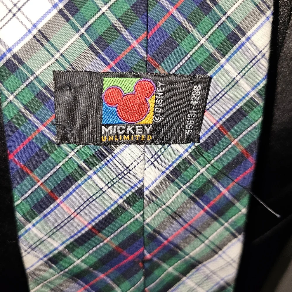 Like New Vintage Men's Mickey Mouse Plaid Tie 100% Cotton